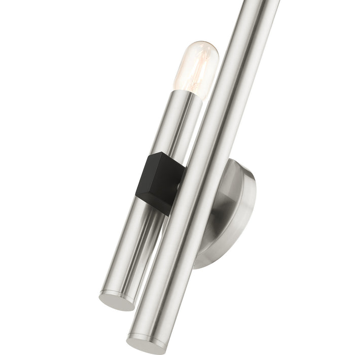 Livex Lighting 49992-91 Two Light Wall Sconce, Brushed Nickel w/ Blacks