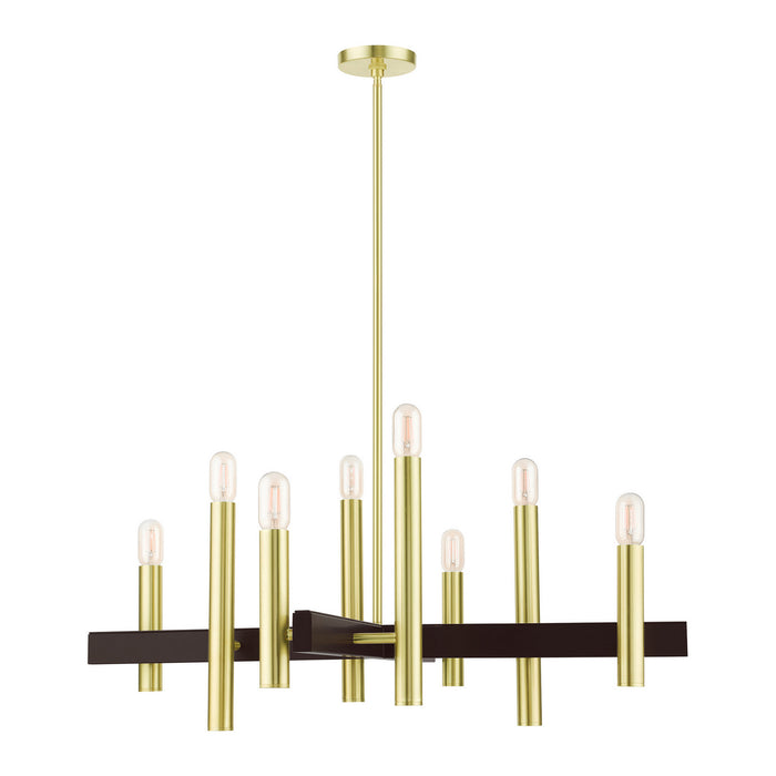 Livex Lighting 49998-12 Eight Light Chandelier, Satin Brass w/ Bronzes
