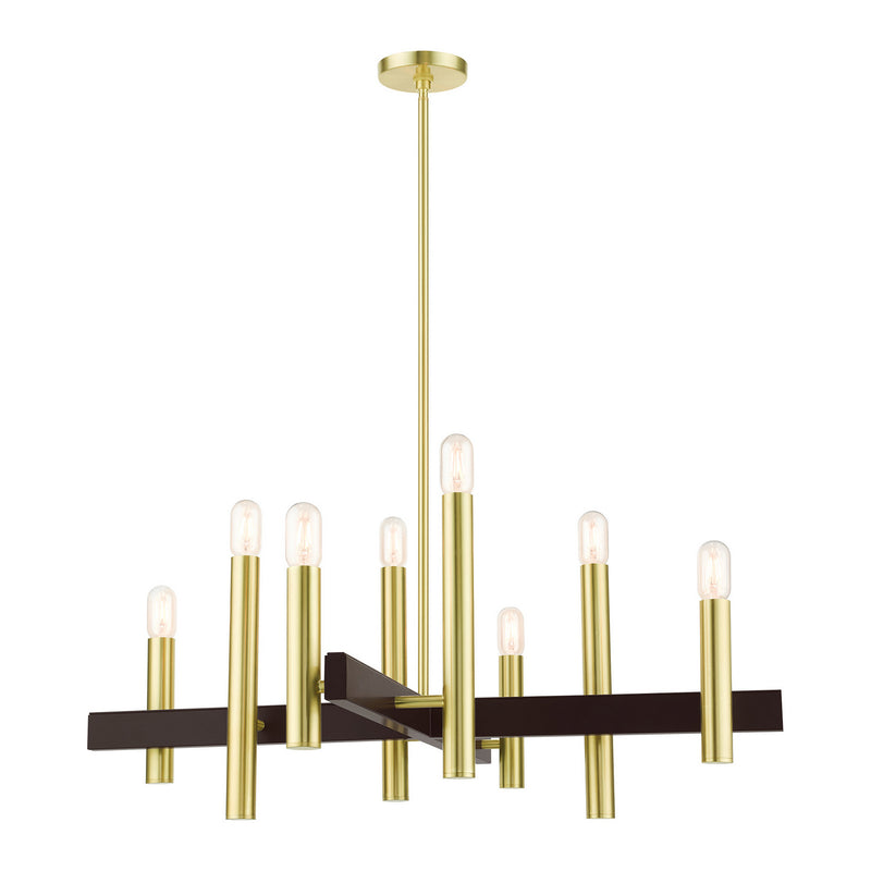 Livex Lighting 49998-12 Eight Light Chandelier, Satin Brass w/ Bronzes