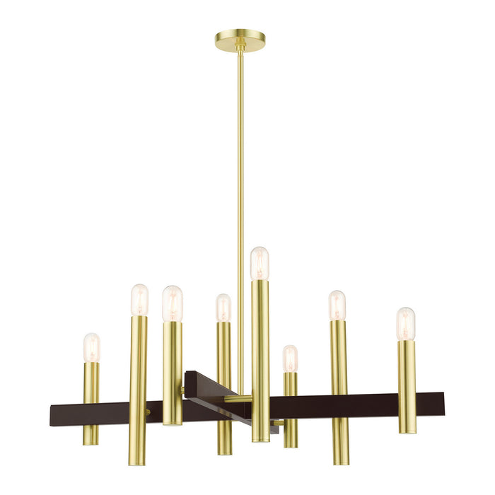 Livex Lighting 49998-12 Eight Light Chandelier, Satin Brass w/ Bronzes