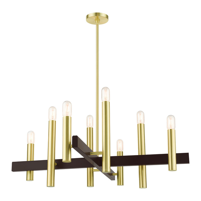 Livex Lighting 49998-12 Eight Light Chandelier, Satin Brass w/ Bronzes
