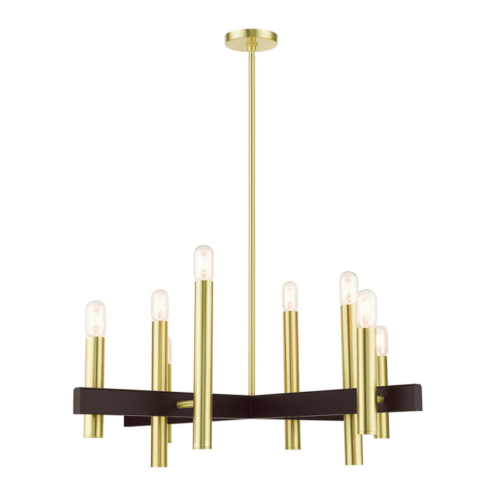 Livex Lighting 49998-12 Eight Light Chandelier, Satin Brass w/ Bronzes