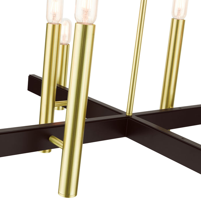 Livex Lighting 49998-12 Eight Light Chandelier, Satin Brass w/ Bronzes