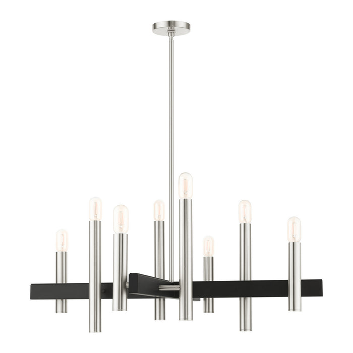 Livex Lighting 49998-91 Eight Light Chandelier, Brushed Nickel w/ Blacks