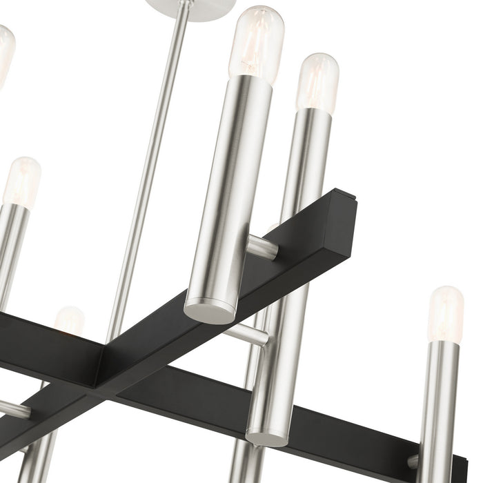 Livex Lighting 49998-91 Eight Light Chandelier, Brushed Nickel w/ Blacks