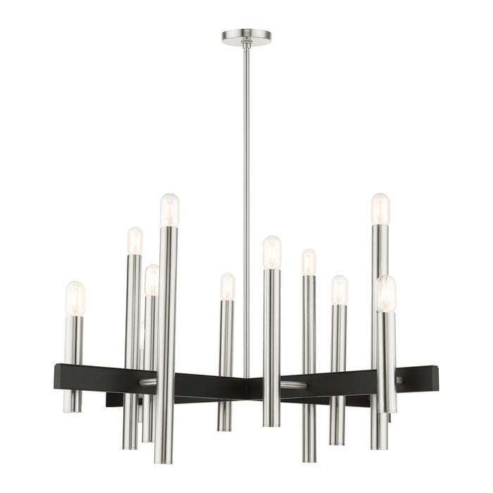 Livex Lighting 49999-91 12 Light Chandelier, Brushed Nickel w/ Blacks