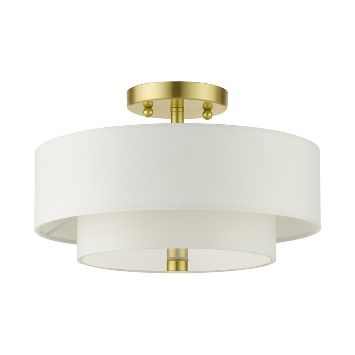Livex Lighting 51042-12 Two Light Semi Flush Mount, Satin Brass