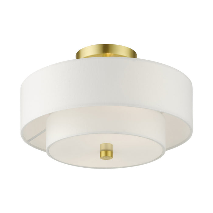 Livex Lighting 51042-12 Two Light Semi Flush Mount, Satin Brass