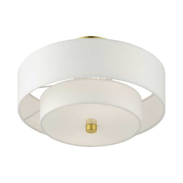 Livex Lighting 51042-12 Two Light Semi Flush Mount, Satin Brass