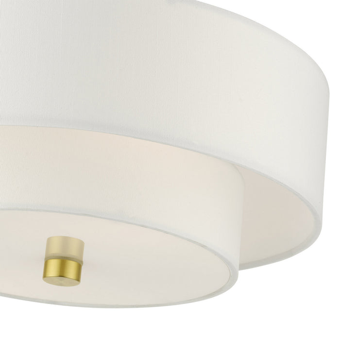 Livex Lighting 51042-12 Two Light Semi Flush Mount, Satin Brass