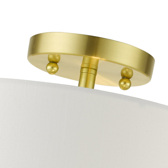 Livex Lighting 51042-12 Two Light Semi Flush Mount, Satin Brass