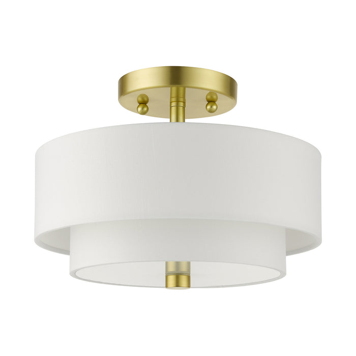 Livex Lighting 51043-12 Two Light Semi Flush Mount, Satin Brass