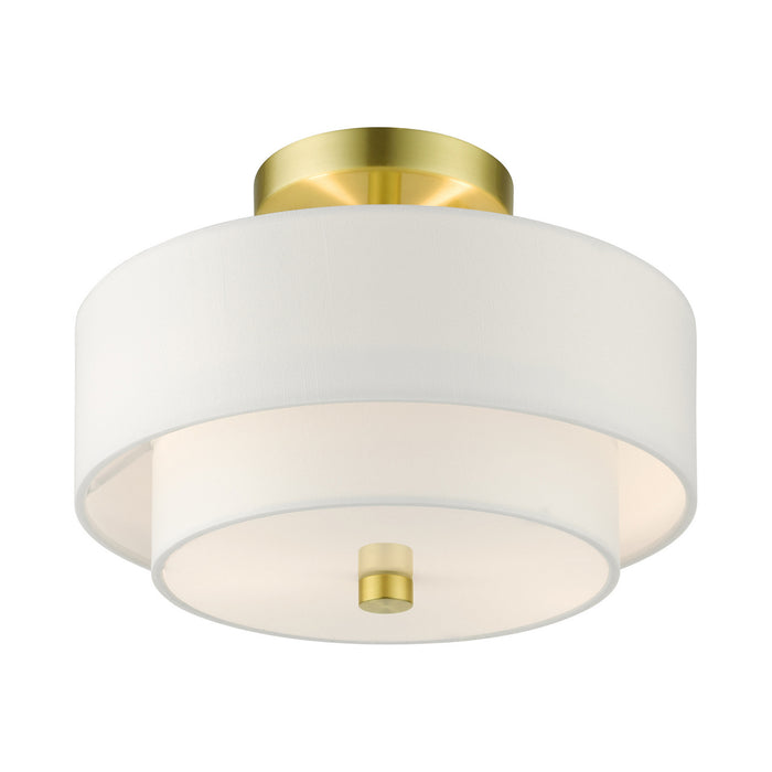 Livex Lighting 51043-12 Two Light Semi Flush Mount, Satin Brass