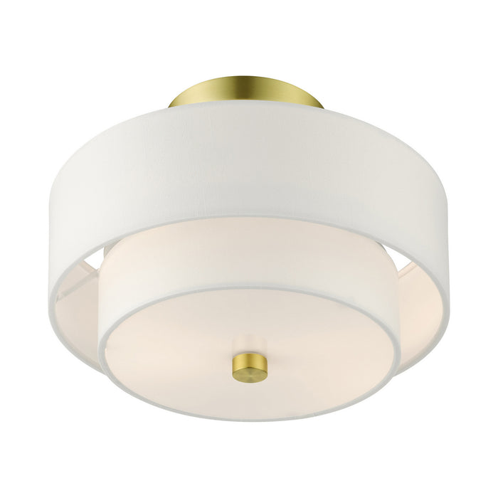 Livex Lighting 51043-12 Two Light Semi Flush Mount, Satin Brass