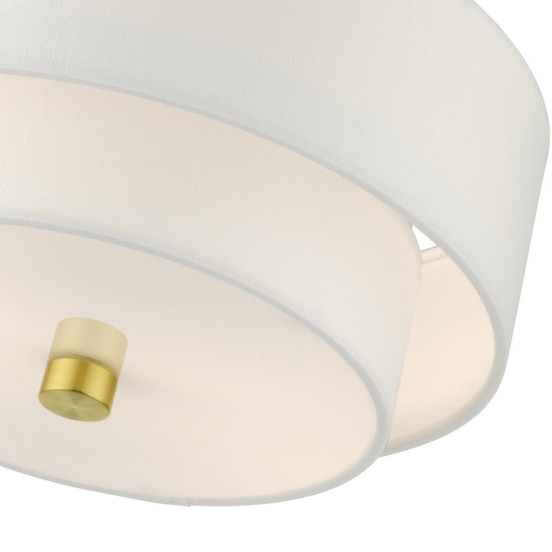 Livex Lighting 51043-12 Two Light Semi Flush Mount, Satin Brass