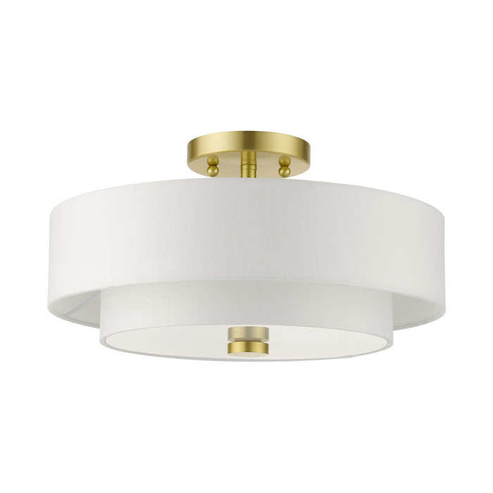 Livex Lighting 51044-12 Three Light Semi Flush Mount, Satin Brass