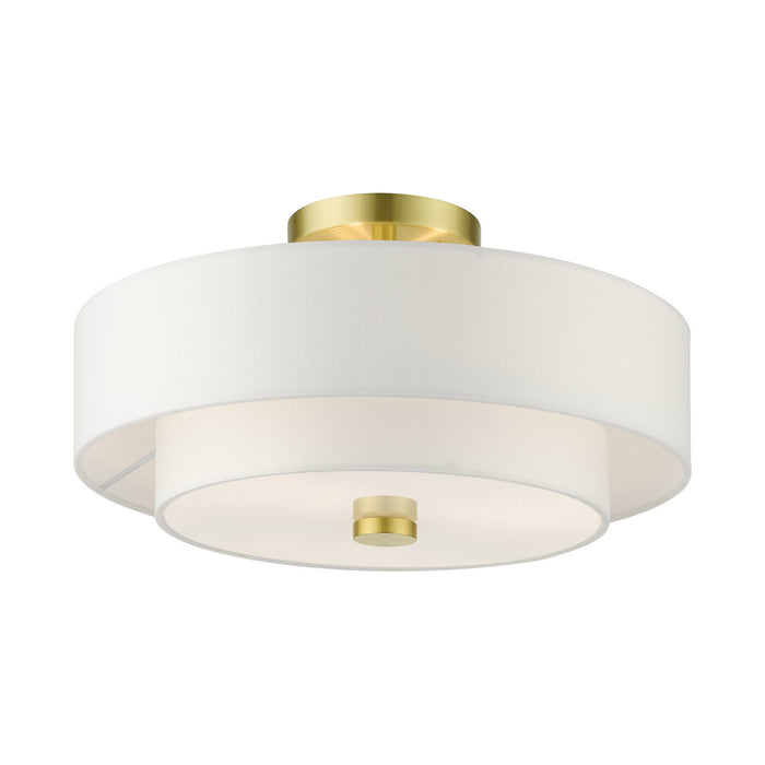 Livex Lighting 51044-12 Three Light Semi Flush Mount, Satin Brass