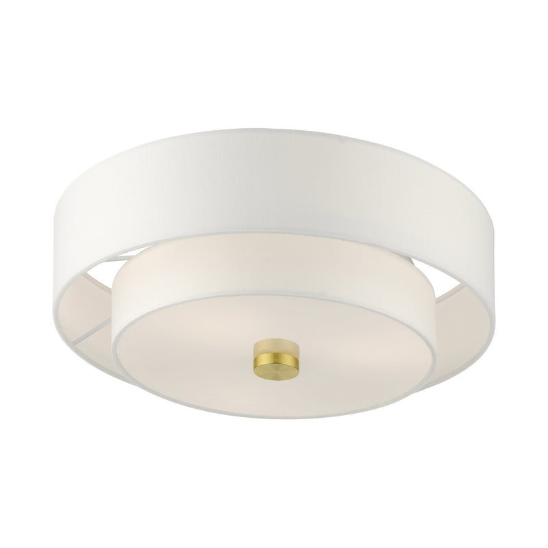 Livex Lighting 51044-12 Three Light Semi Flush Mount, Satin Brass