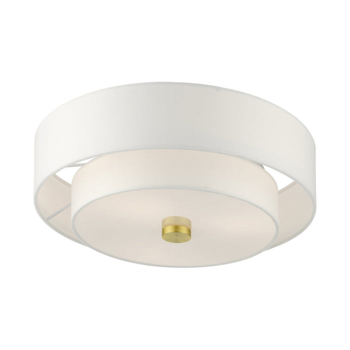 Livex Lighting 51044-12 Three Light Semi Flush Mount, Satin Brass
