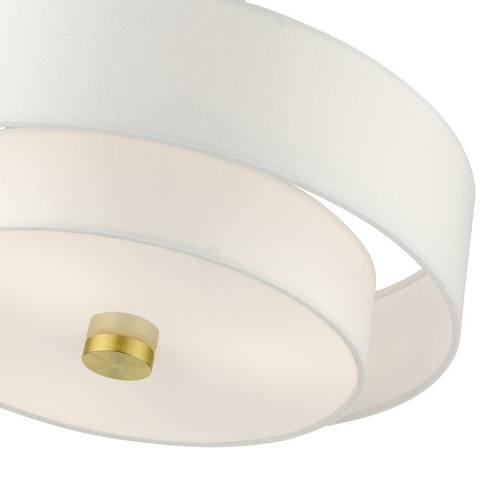 Livex Lighting 51044-12 Three Light Semi Flush Mount, Satin Brass