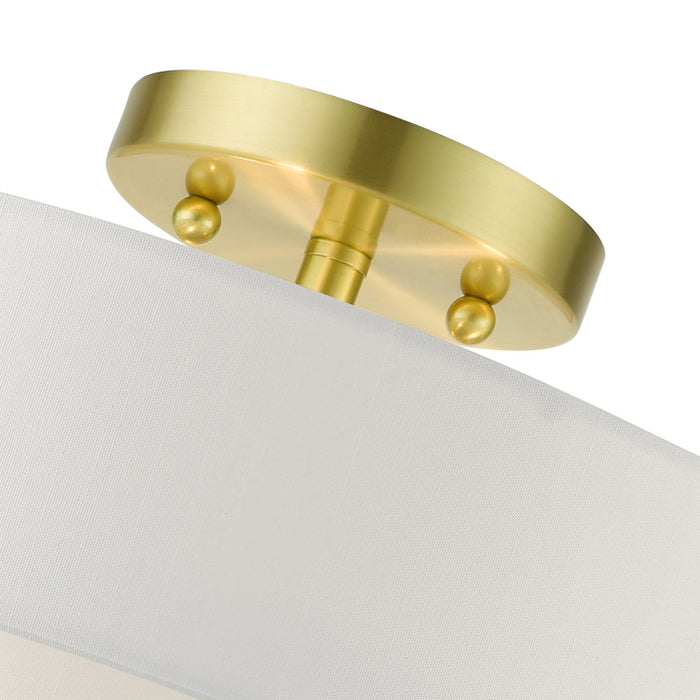 Livex Lighting 51044-12 Three Light Semi Flush Mount, Satin Brass