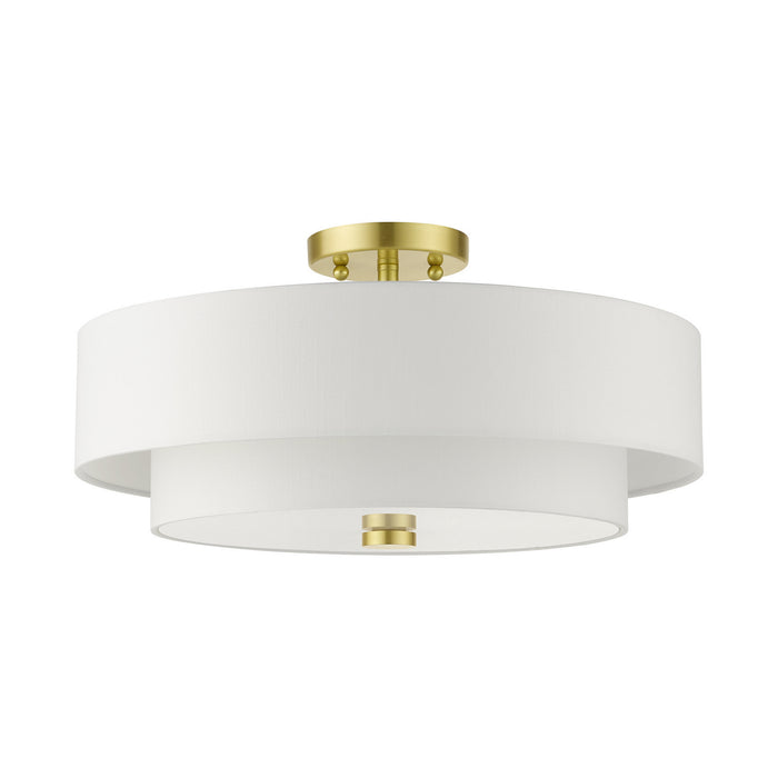 Livex Lighting 51045-12 Four Light Semi Flush Mount, Satin Brass