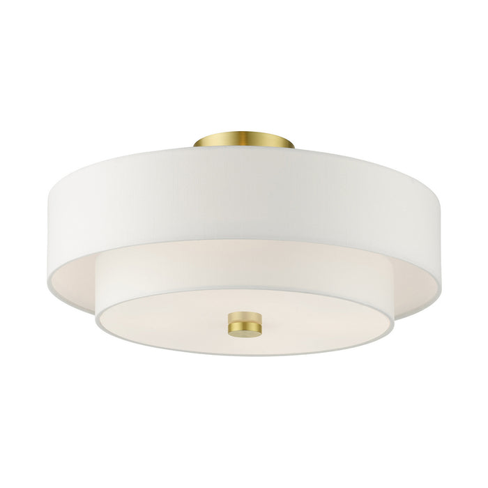 Livex Lighting 51045-12 Four Light Semi Flush Mount, Satin Brass