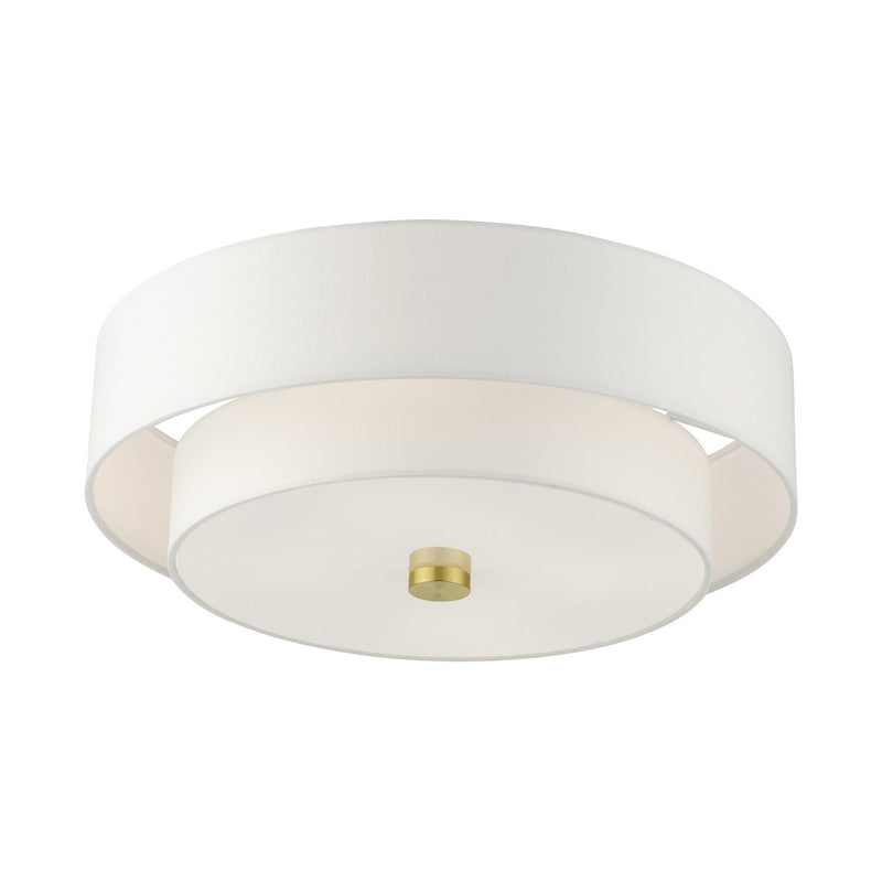 Livex Lighting 51045-12 Four Light Semi Flush Mount, Satin Brass
