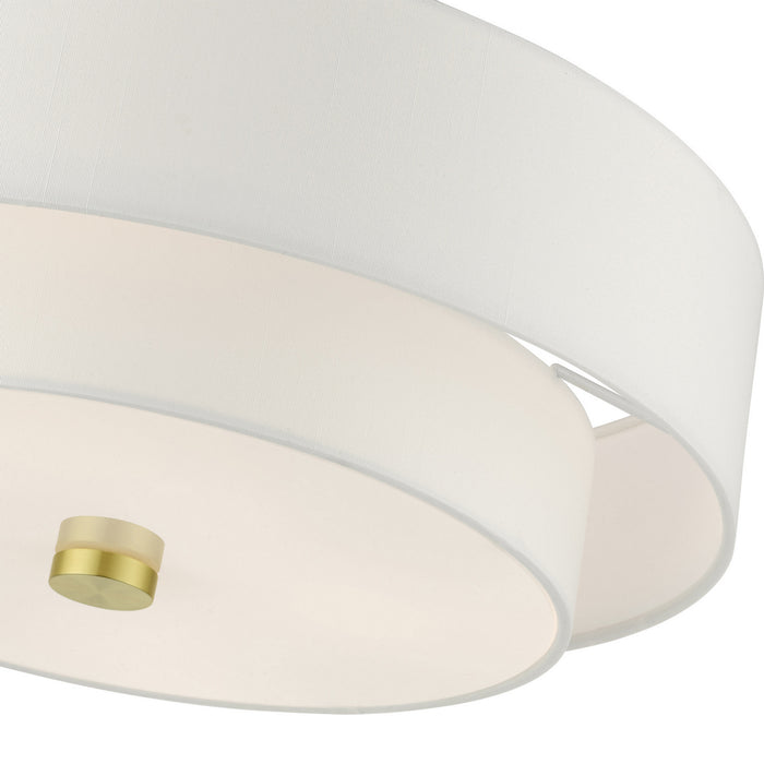 Livex Lighting 51045-12 Four Light Semi Flush Mount, Satin Brass