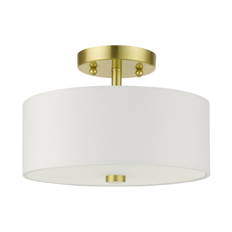 Livex Lighting 51052-12 Two Light Semi Flush Mount, Satin Brass