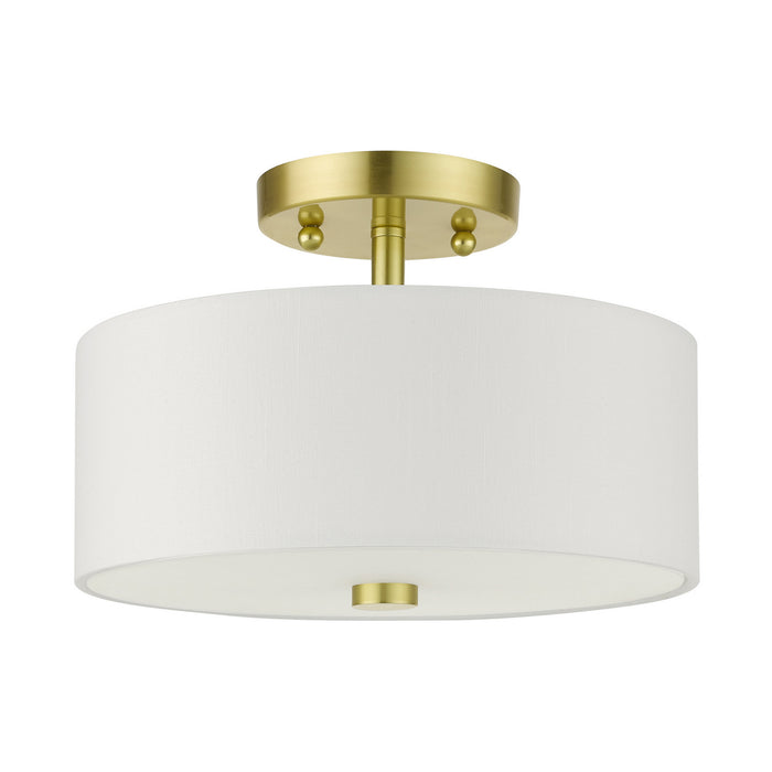 Livex Lighting 51052-12 Two Light Semi Flush Mount, Satin Brass
