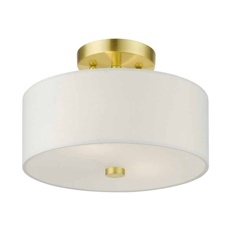 Livex Lighting 51052-12 Two Light Semi Flush Mount, Satin Brass