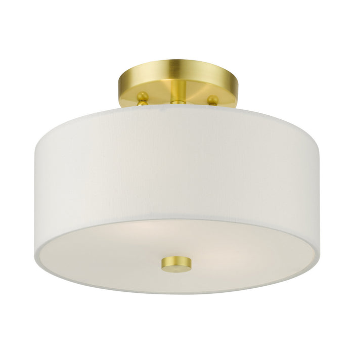 Livex Lighting 51052-12 Two Light Semi Flush Mount, Satin Brass