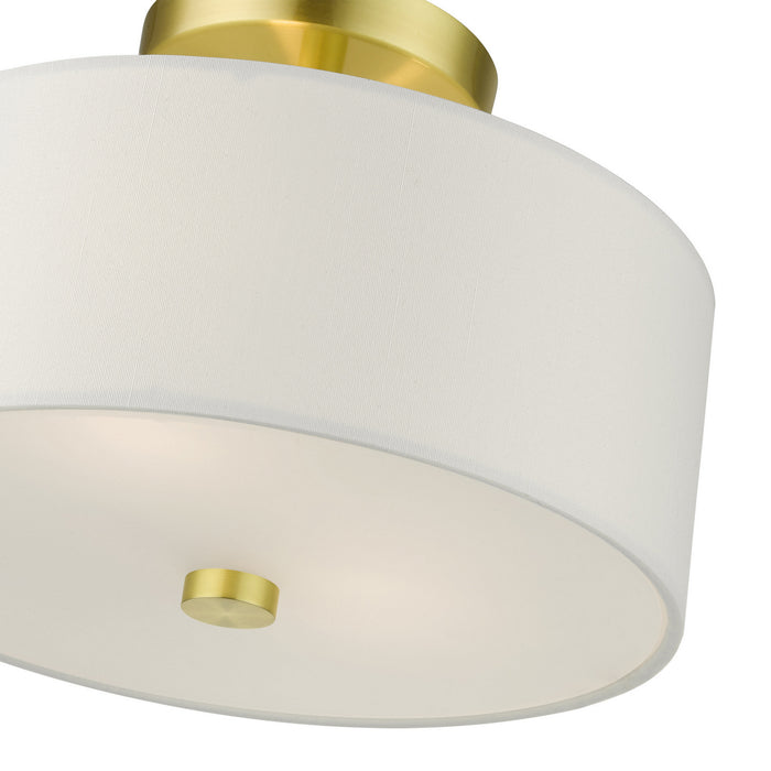 Livex Lighting 51052-12 Two Light Semi Flush Mount, Satin Brass