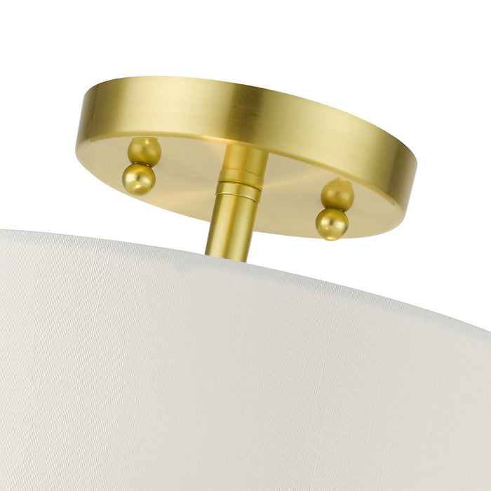 Livex Lighting 51052-12 Two Light Semi Flush Mount, Satin Brass