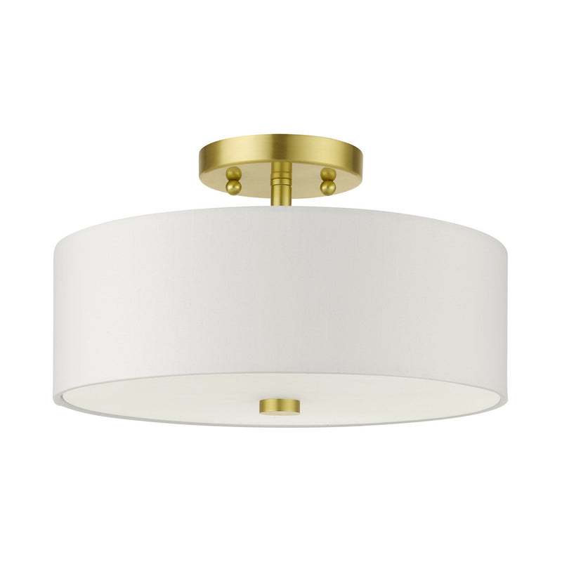 Livex Lighting 51053-12 Two Light Semi Flush Mount, Satin Brass