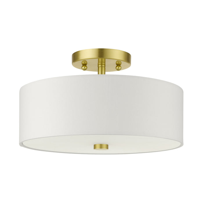 Livex Lighting 51053-12 Two Light Semi Flush Mount, Satin Brass