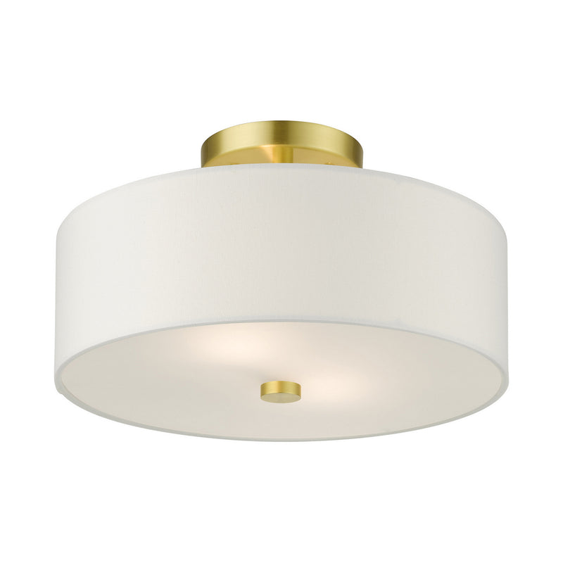 Livex Lighting 51053-12 Two Light Semi Flush Mount, Satin Brass