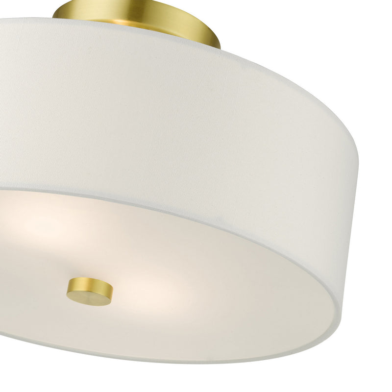 Livex Lighting 51053-12 Two Light Semi Flush Mount, Satin Brass