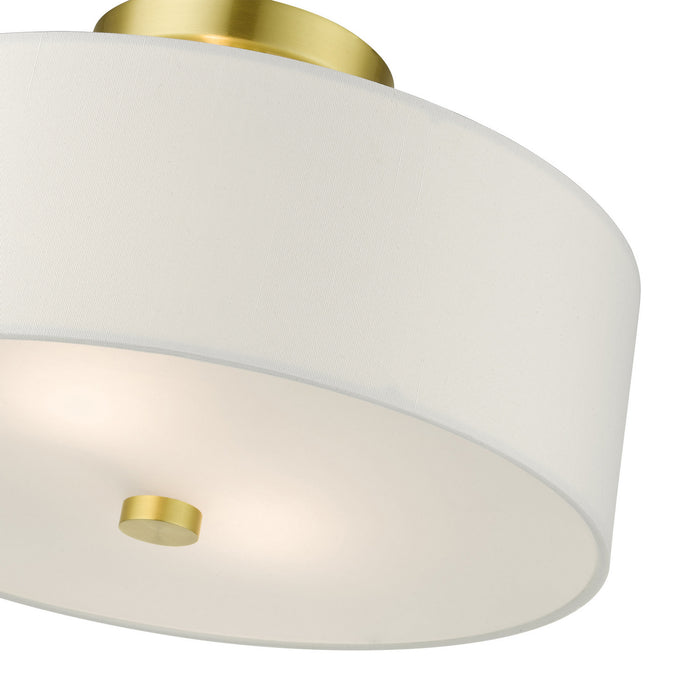 Livex Lighting 51053-12 Two Light Semi Flush Mount, Satin Brass