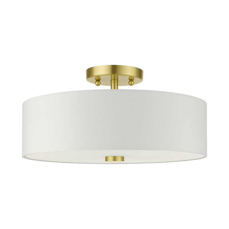 Livex Lighting 51054-12 Three Light Semi Flush Mount, Satin Brass