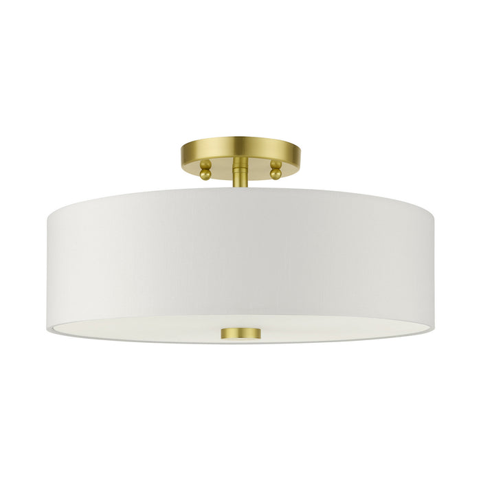 Livex Lighting 51054-12 Three Light Semi Flush Mount, Satin Brass