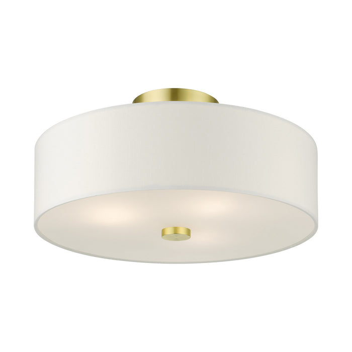 Livex Lighting 51054-12 Three Light Semi Flush Mount, Satin Brass