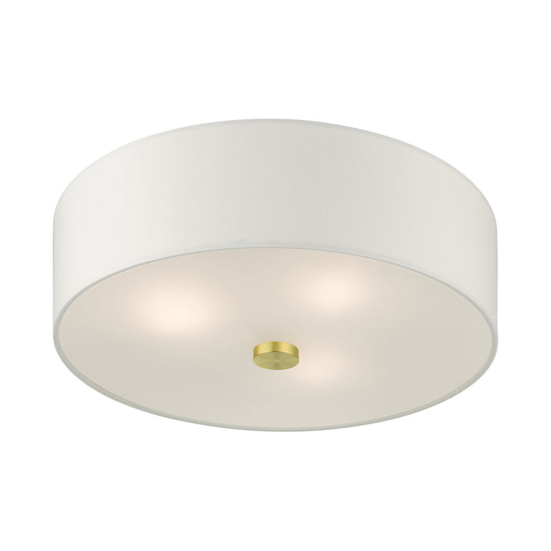 Livex Lighting 51054-12 Three Light Semi Flush Mount, Satin Brass