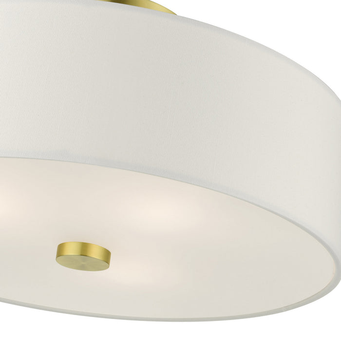 Livex Lighting 51054-12 Three Light Semi Flush Mount, Satin Brass