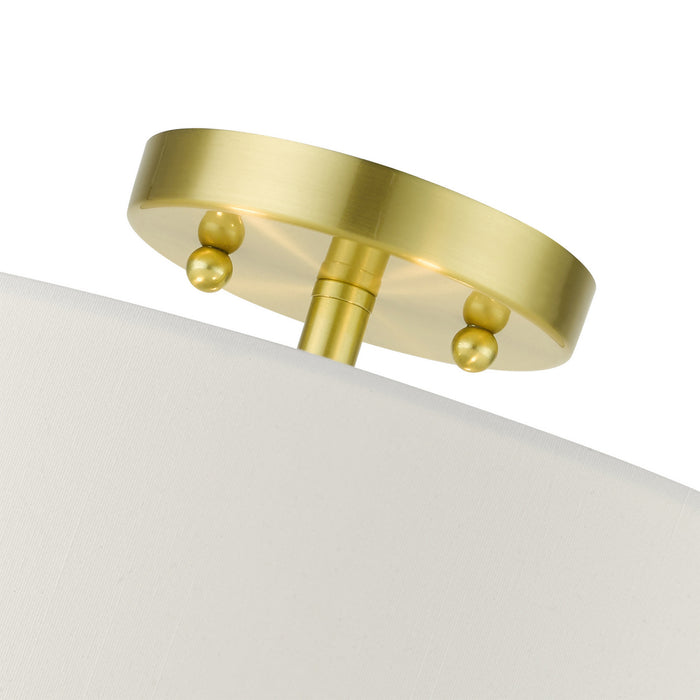Livex Lighting 51054-12 Three Light Semi Flush Mount, Satin Brass