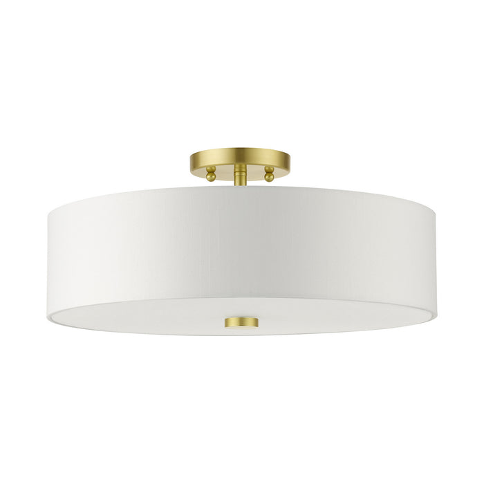 Livex Lighting 51055-12 Four Light Semi Flush Mount, Satin Brass