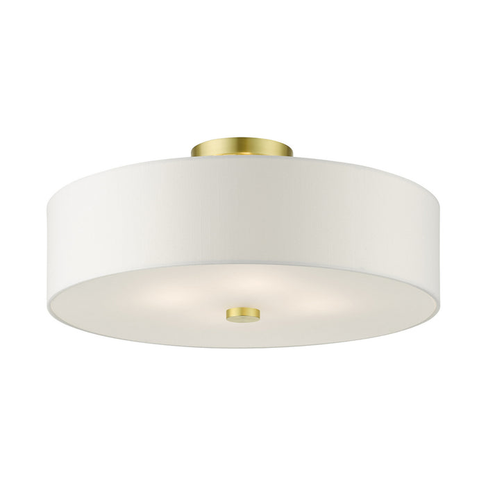 Livex Lighting 51055-12 Four Light Semi Flush Mount, Satin Brass