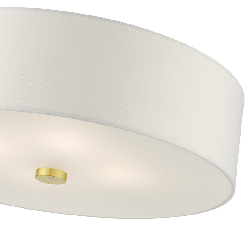 Livex Lighting 51055-12 Four Light Semi Flush Mount, Satin Brass