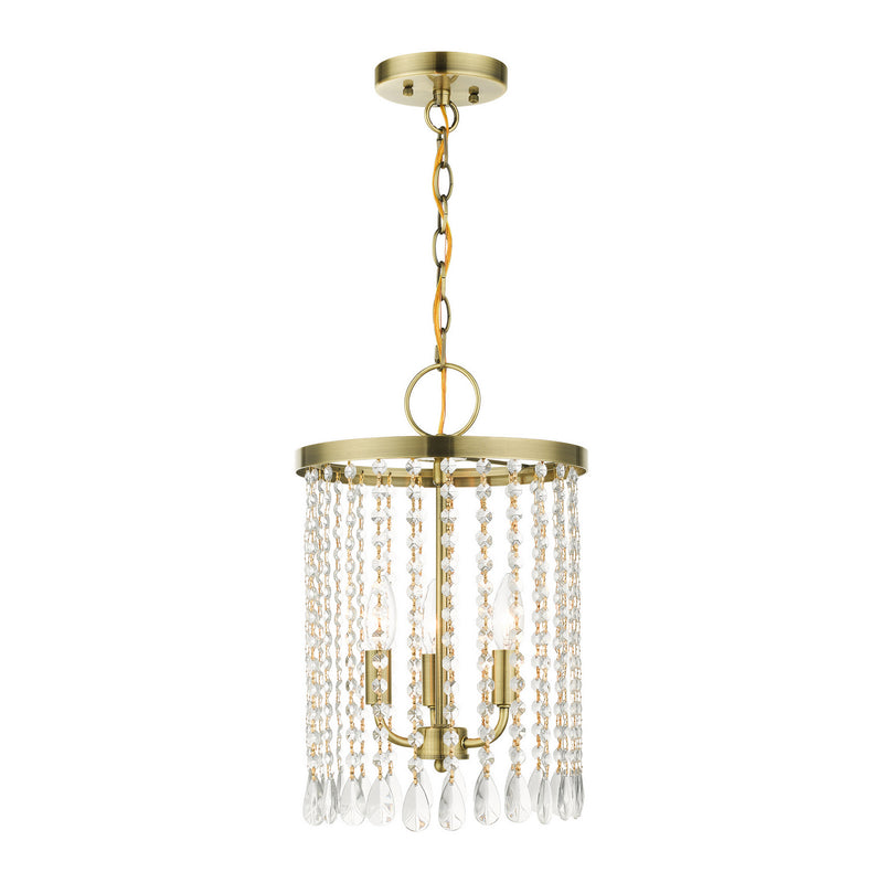Livex Lighting 51060-01 Three Light Chandelier, Antique Brass